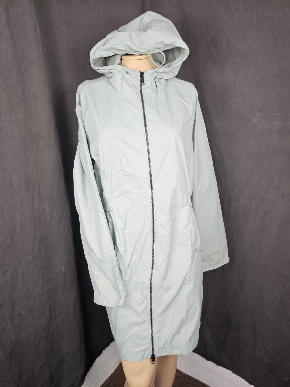 NWT Kirkland Signature Ladies Hooded Long Jacket Womens L Trench Raincoat Wind